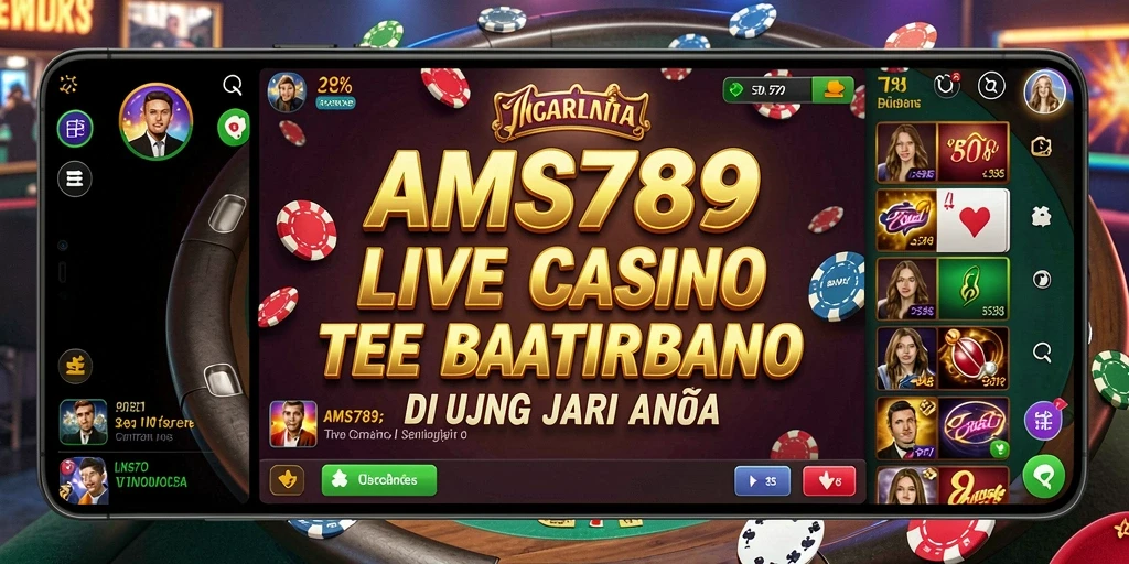 Screenshot gameplay AMS789 menampilkan dealer langsung dan suasana kasino yang menarik.