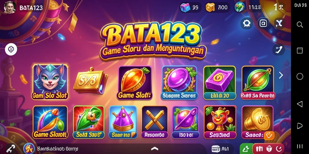 Screenshot BATA123 menampilkan gameplay yang seru dengan berbagai tema slot.