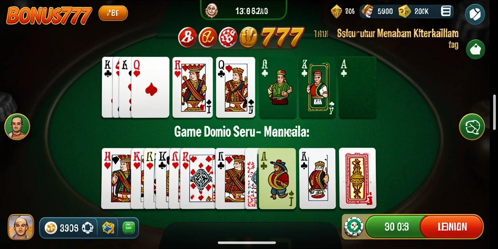 Tampilan gameplay seru di BONUS777 dengan aksi Domino yang mendebarkan.