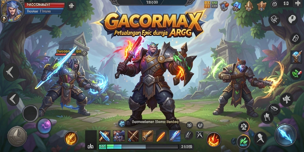 Tampilan gameplay GACORMAX yang seru dalam pertempuran ARPG.