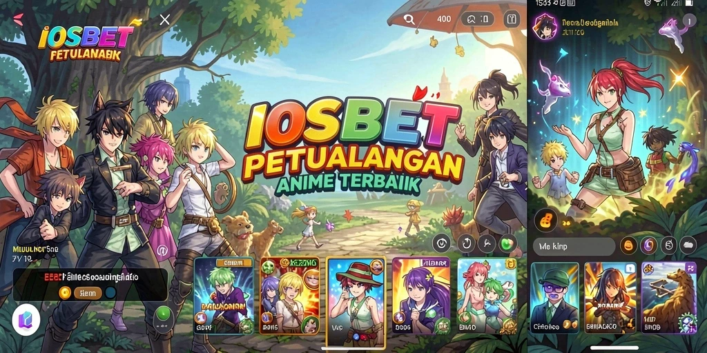 Screenshot gameplay utama dari IOSBET menampilkan pertarungan seru antara karakter anime.