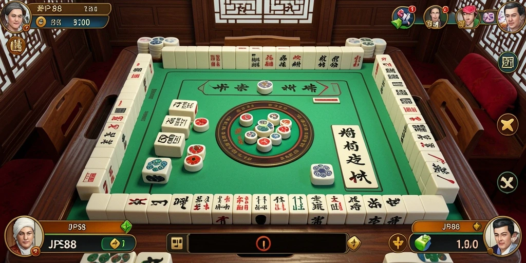 Tampilan gameplay menarik dari JPS88 dengan ubin Mahjong berwarna-warni.