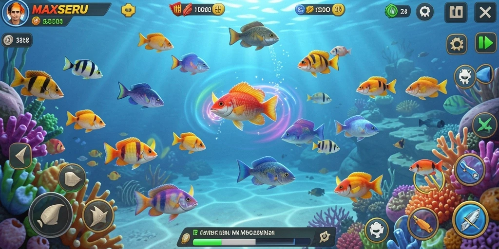 Tampilan seru gameplay Tembak Ikan di MAXSERU.