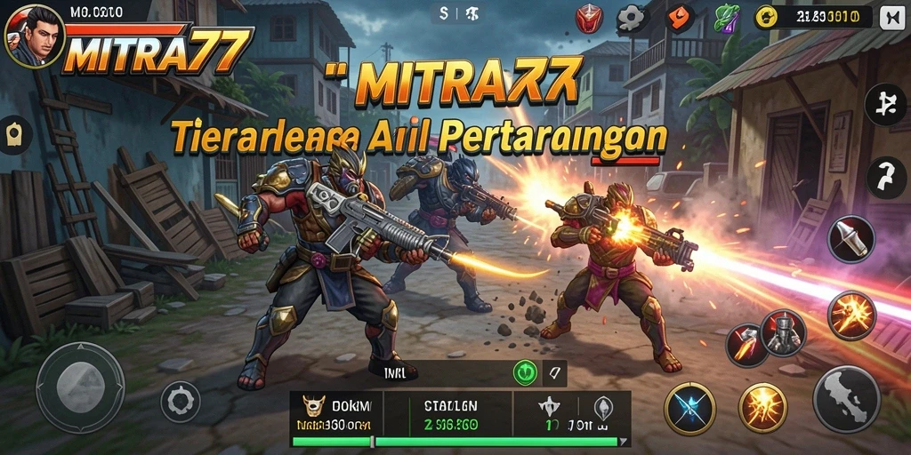 Tampilan aksi mendebarkan dalam game strategi MITRA77.