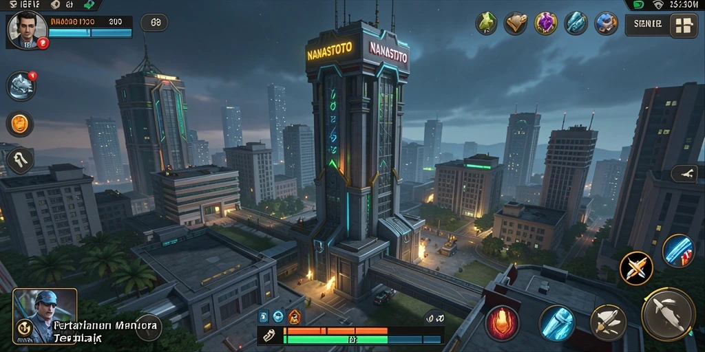 Visual gameplay NANASTOTO yang mendebarkan di Tower Defense.