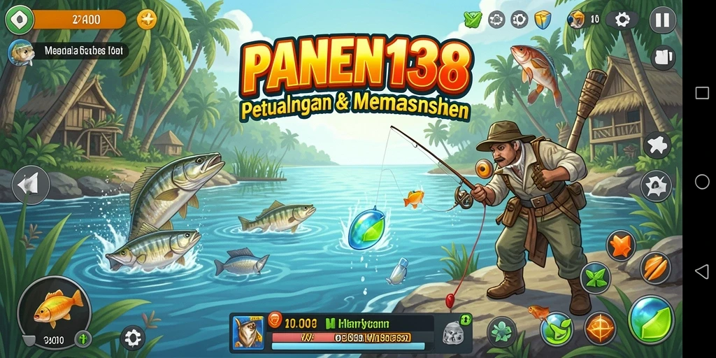 Tampilan gameplay memancing yang mendebarkan di PANEN138.