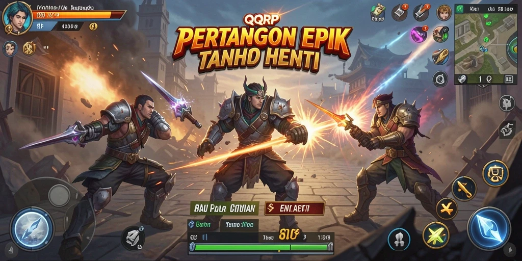 Tampilan screenshot QQRP yang menunjukkan aksi pertarungan seru.