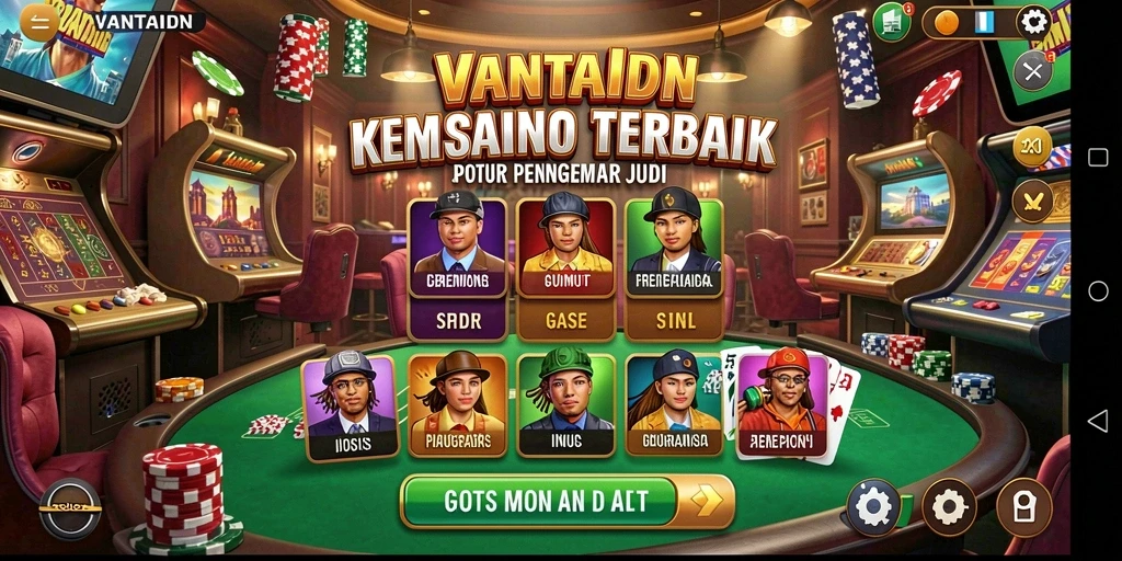 Screenshot gameplay VANTAIDN yang menampilkan suasana Kasino yang menegangkan.